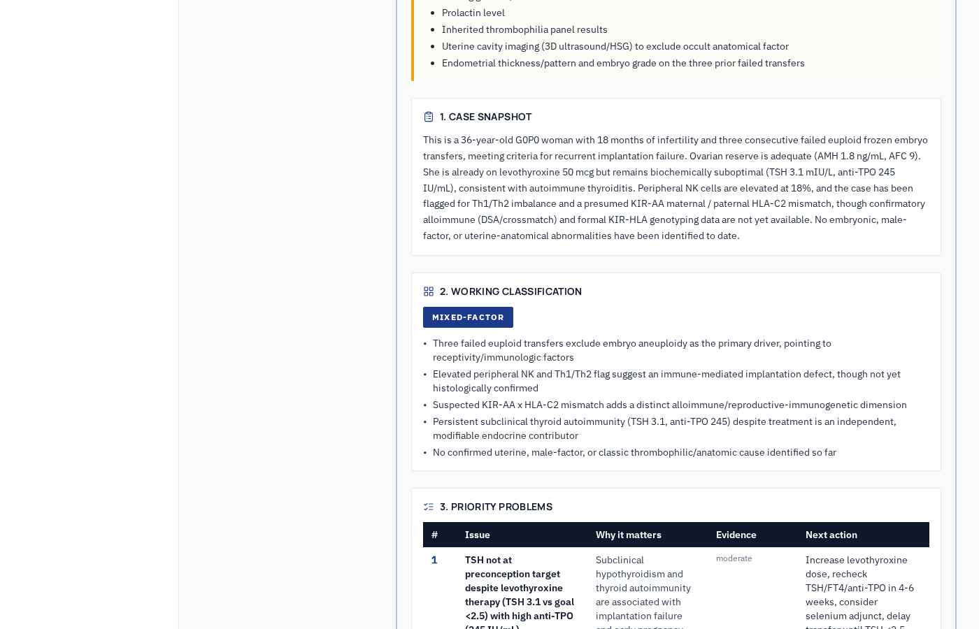 Case snapshot · mixed-factor RIF · KIR-AA suspected